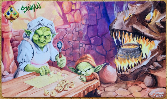 Goblin Tortellini - Shivan Art - 4 Seasons Bologna March 2024 - Signed MTG Playmat