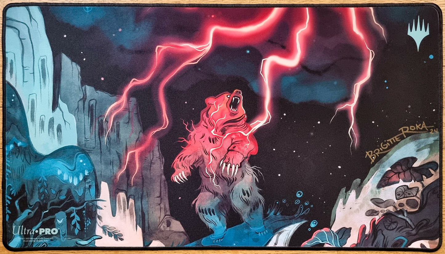 Lightning Bolt (Secret Lair "Mountain, Go") - Brigitte Roka - Embroidered - MTG Playmat