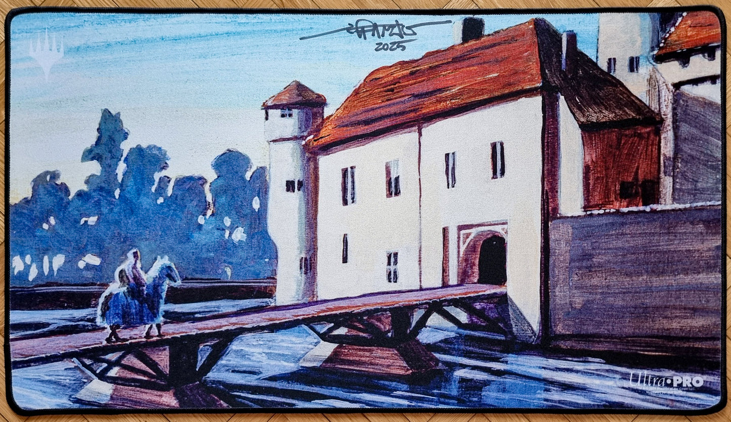 Moat - Jeff A. Menges - Black Stitches - Signed MTG Playmat