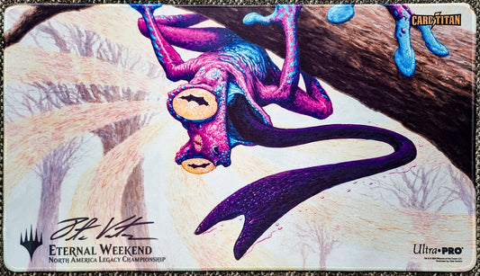 Rana psíquica - Pete Venters - Eternal Weekend Pittsburgh 2024 - Campeonato Legacy de Norteamérica - Firmado por el artista - Bordado - Tapete de juego MTG