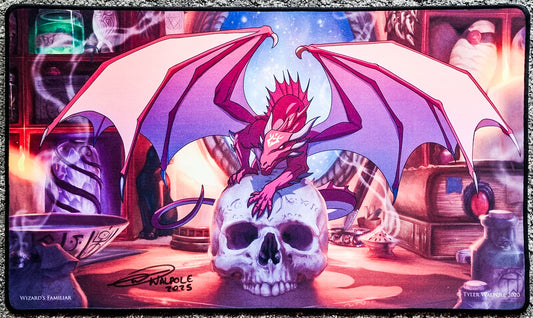 Wizard's Familiar - Tyler Walpole - Signed by the Artist - Embroidered - MTG Playmat