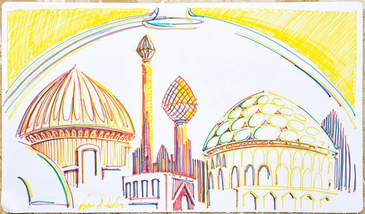 City in a Bottle - Drew Tucker - Disegnato a mano e firmato dall'artista - Tappetino da gioco MTG