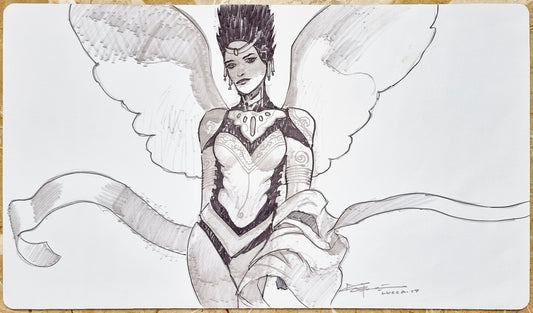 Angelo foglia di rame - Christopher Moeller - Disegnato a mano e firmato dall'artista - Tappetino da gioco MTG