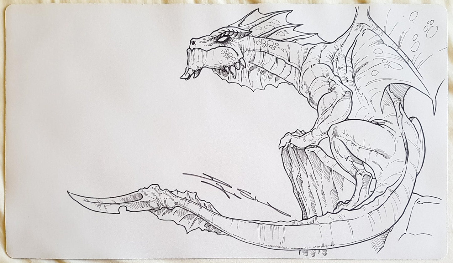 Dragón de Shuler, dibujado a mano y firmado por el artista. Tapete de juego MTG