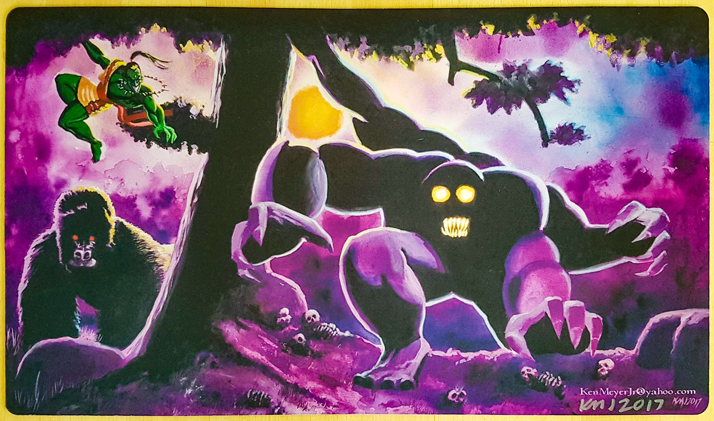 Erhnam Djinn, Guardian Beast e Kird Ape - Ken Meyer Jr. - Firmato dall'artista - Tappetino da gioco MTG