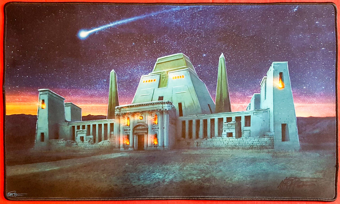 Biblioteca Nocturna (Biblioteca de Alejandría reimaginada) - Mark Poole - Firmado por el artista - Bordado - Tapete de juego MTG