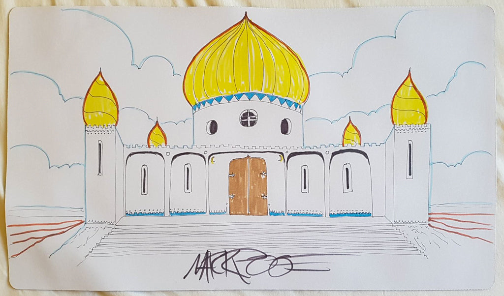Biblioteca di Alessandria - Disegnata a mano - Firmata dall'artista - Tappetino da gioco MTG