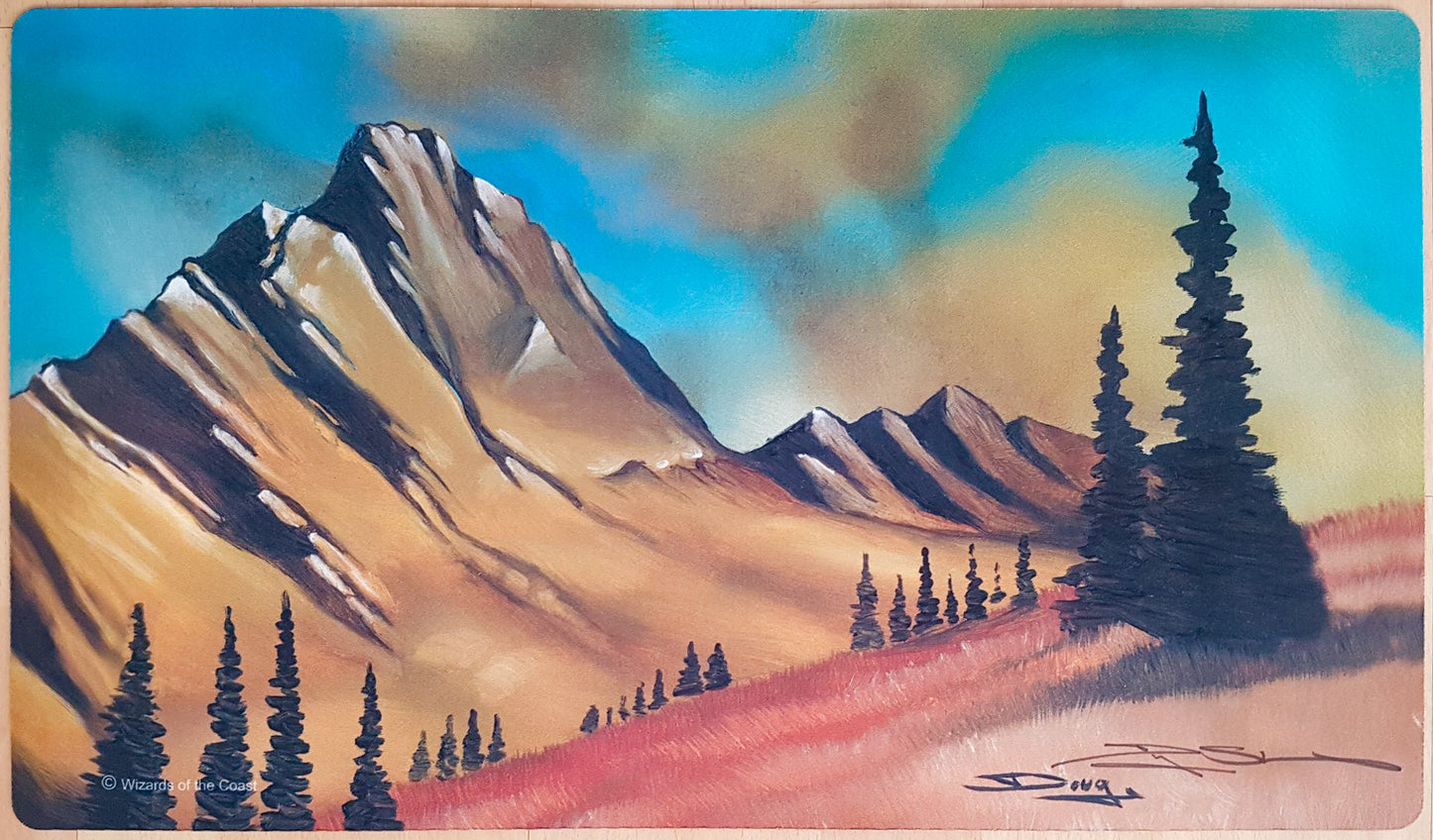 Edición limitada Beta n.° 299 Montaña - Douglas Shuler - Firmado por el artista - Tapete de juego MTG