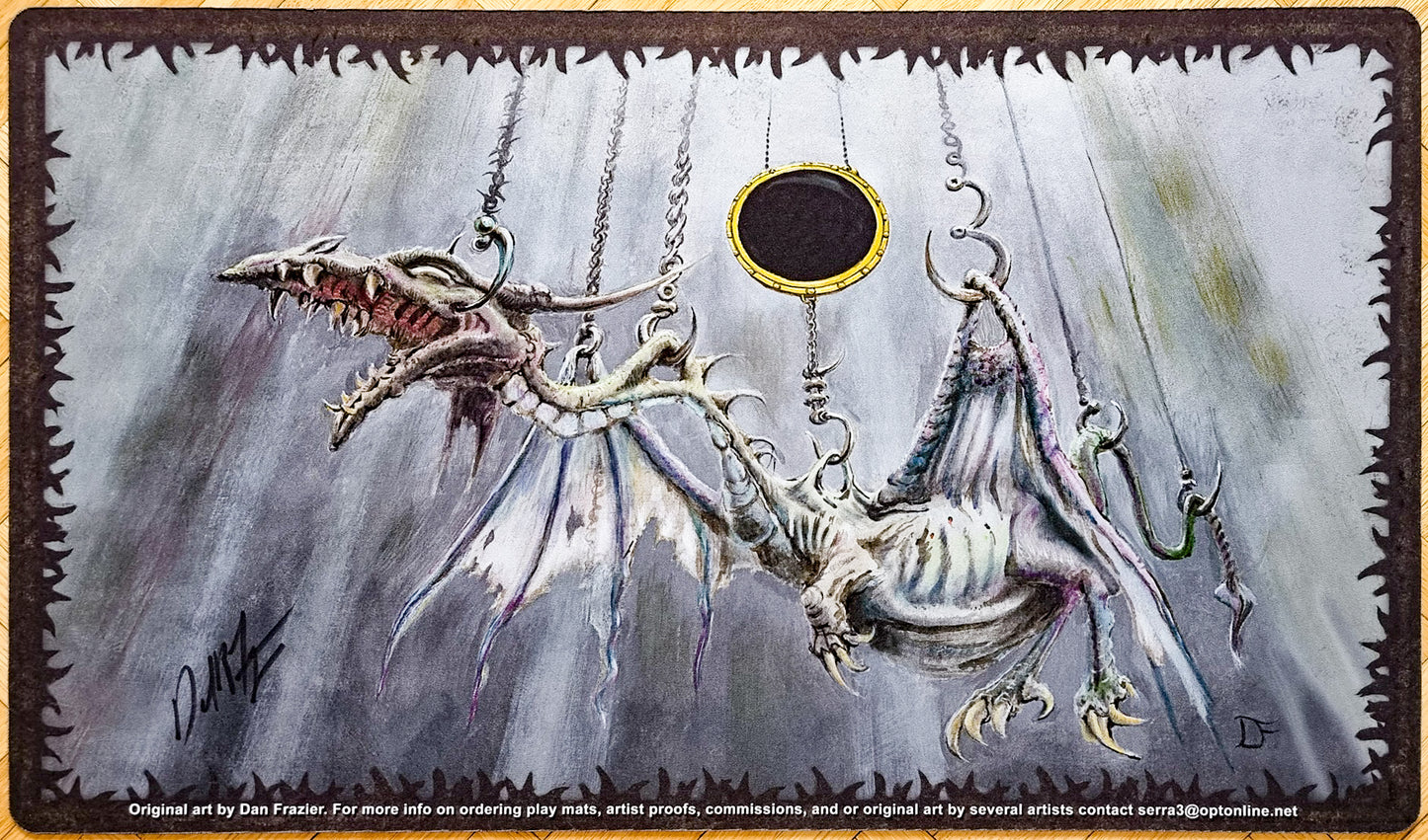 Mox Jet Dragon - Dan Frazier - Firmado por el artista - Tapete de juego MTG