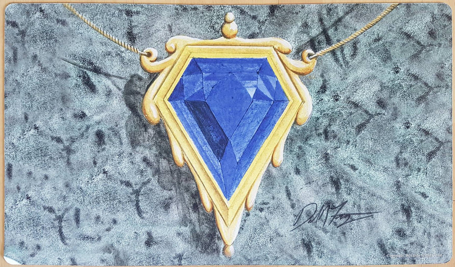 Mox Sapphire - Dan Frazier - Firmado por el artista - Tapete de juego MTG