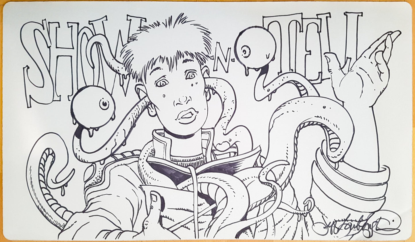 Show and Tell - Jeff Laubenstein - Dibujado a mano y firmado por el artista - Tapete de juego MTG