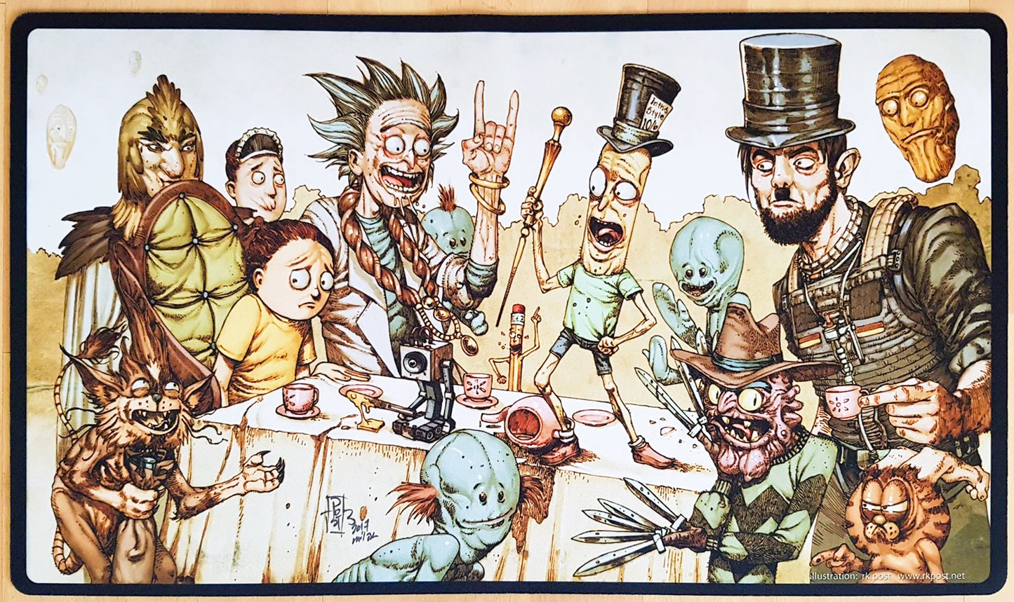 La fiesta del té - Rick y Morty - Firmado por el artista - Tapete de juego MTG