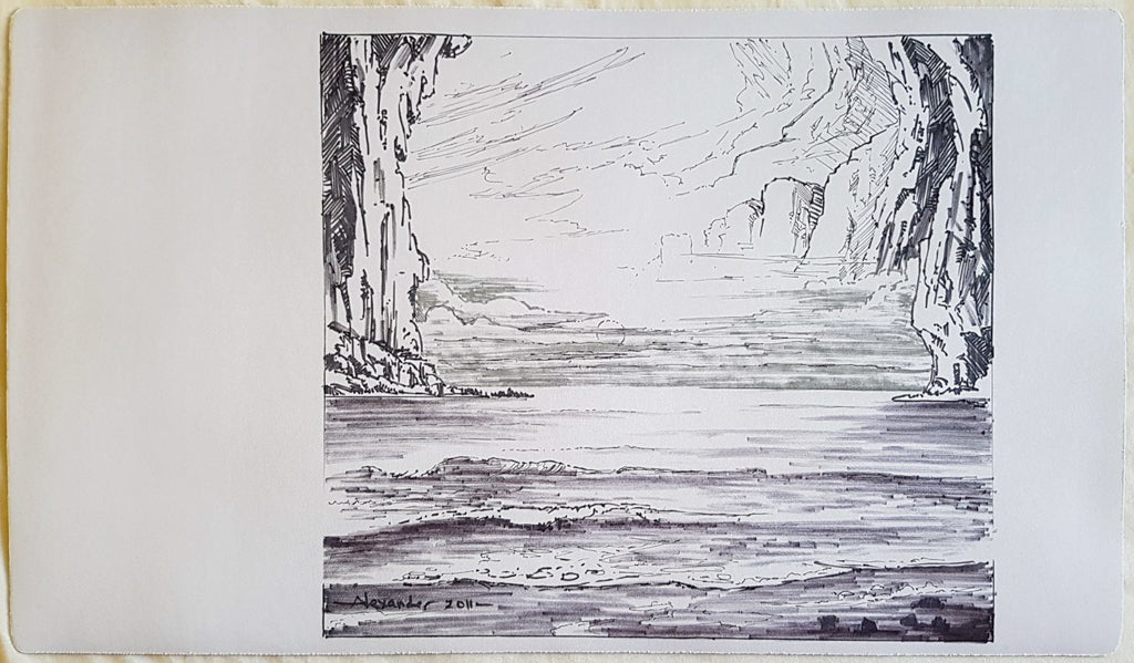Underground Sea - Disegnato a mano e firmato dall'artista - Tappetino da gioco MTG