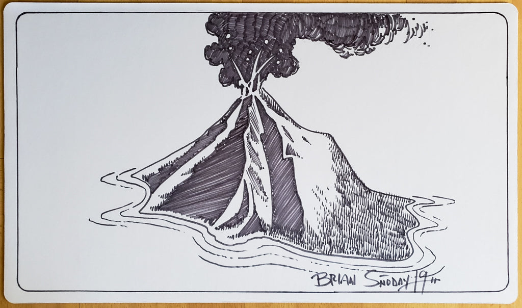 Isola vulcanica - Disegnata a mano e firmata dall'artista - Tappetino da gioco MTG