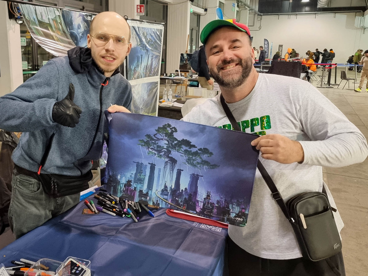 Filippo Lietti, owner of MTGPlaymats, with Chris Ostrowski.