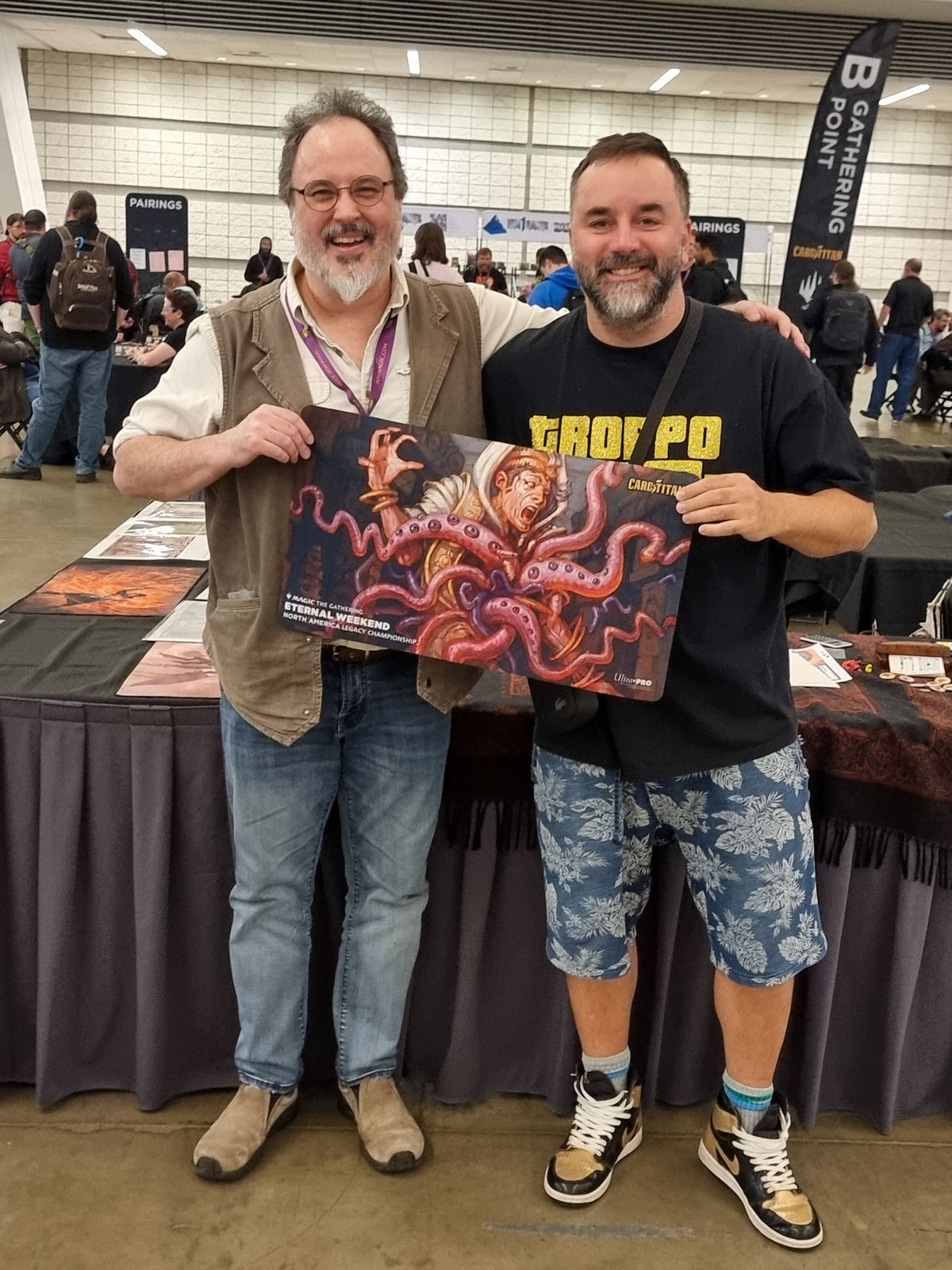 Filippo Lietti, owner of MTGPlaymats, with Chuck Lukacs.