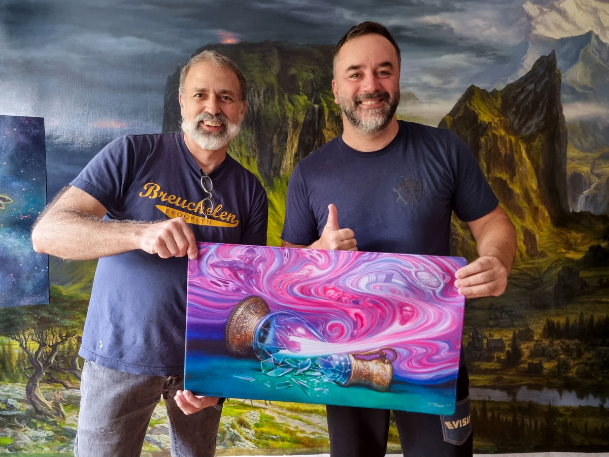 Filippo Lietti, owner of MTGPlaymats, with Donato Giancola.