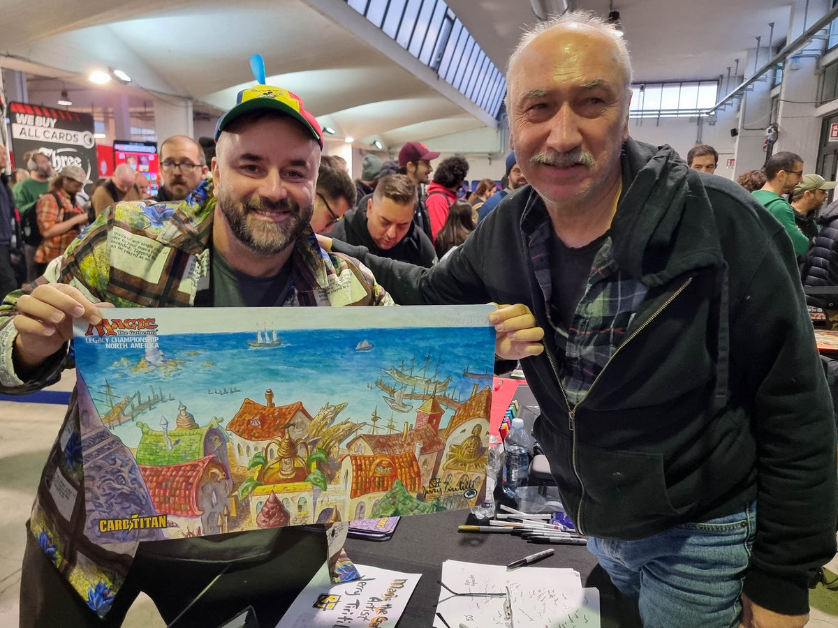 Filippo Lietti, owner of MTGPlaymats, with Jerry Tiritilli.