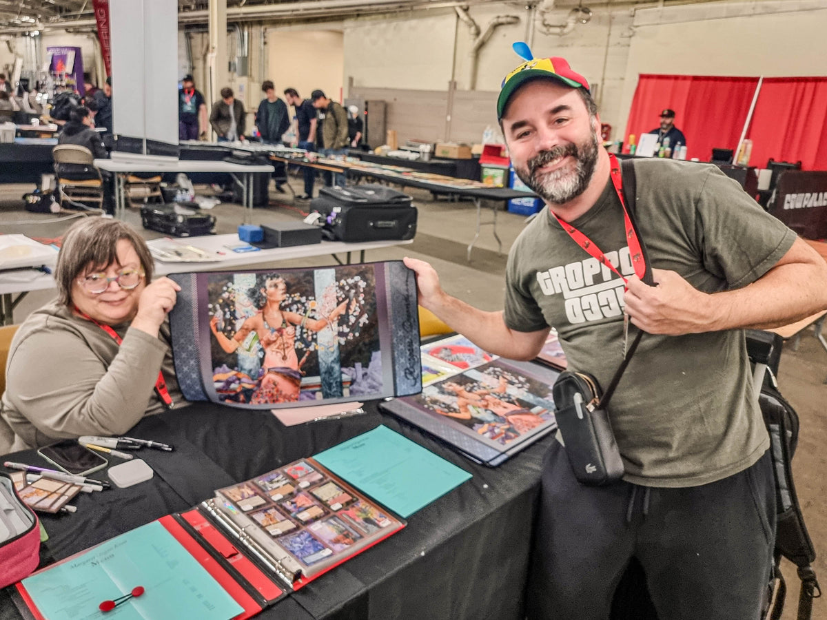 Filippo Lietti, owner of MTGPlaymats, with Margaret Organ-Kean.