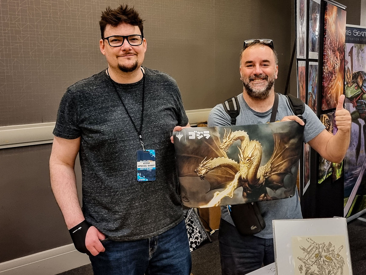 Filippo Lietti, owner of MTGPlaymats, with Nicholas Gregory.