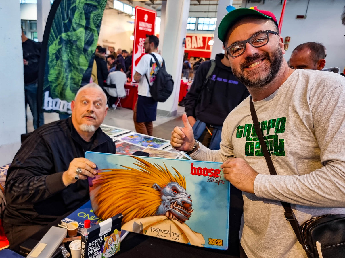 Filippo Lietti, owner of MTGPlaymats, with Paolo Parente.