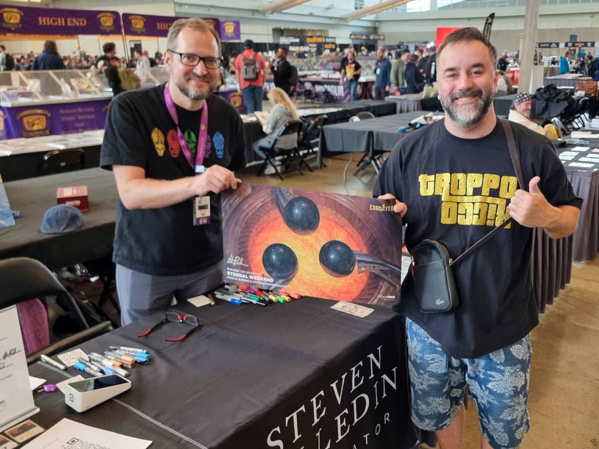 Filippo Lietti, owner of MTGPlaymats, with Steven Belledin.