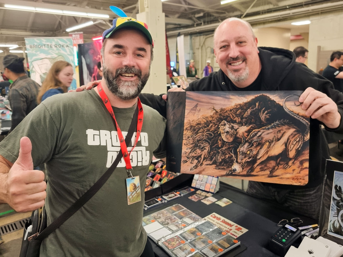 Filippo Lietti, owner of MTGPlaymats, with Thomas M. Baxa.