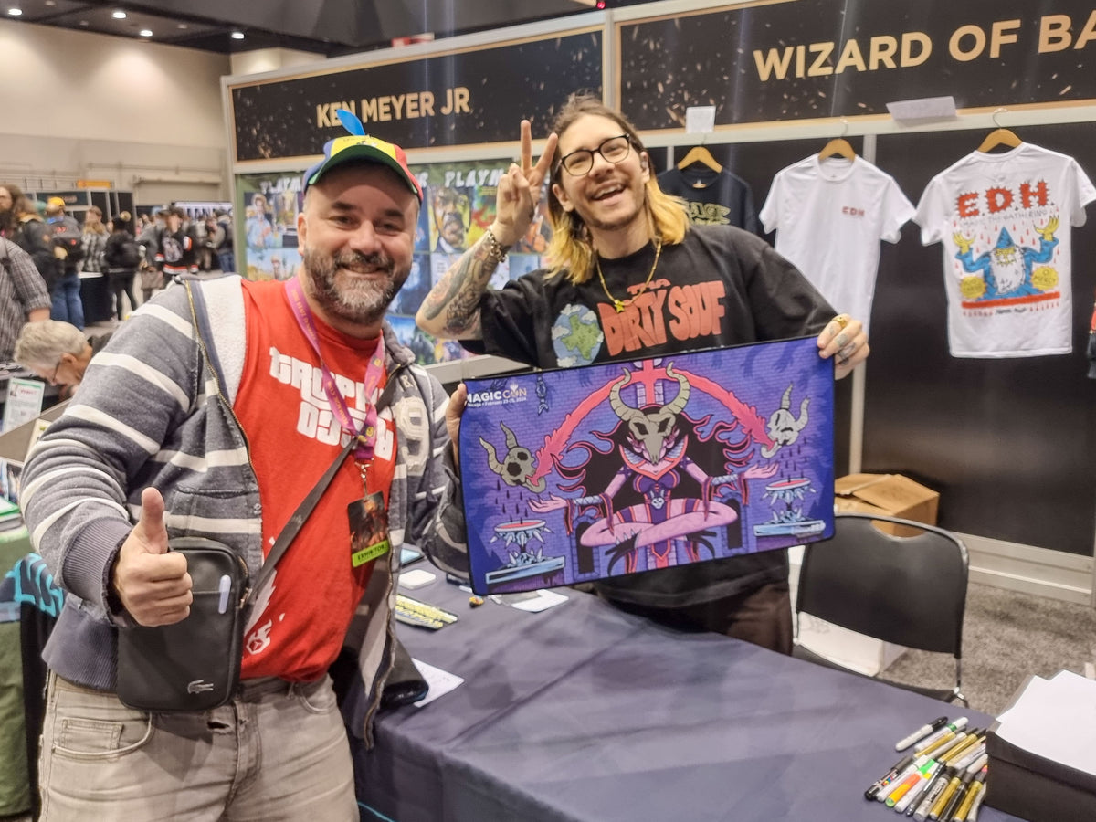 Filippo Lietti, owner of MTGPlaymats, with Wizard of Barge.