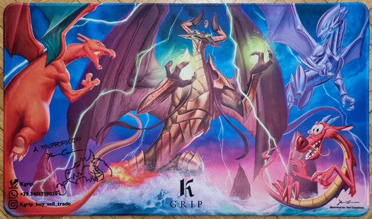 All the Dragons - Yuri Cameirana - Stitched, Signed & Sketched MTG Playmat