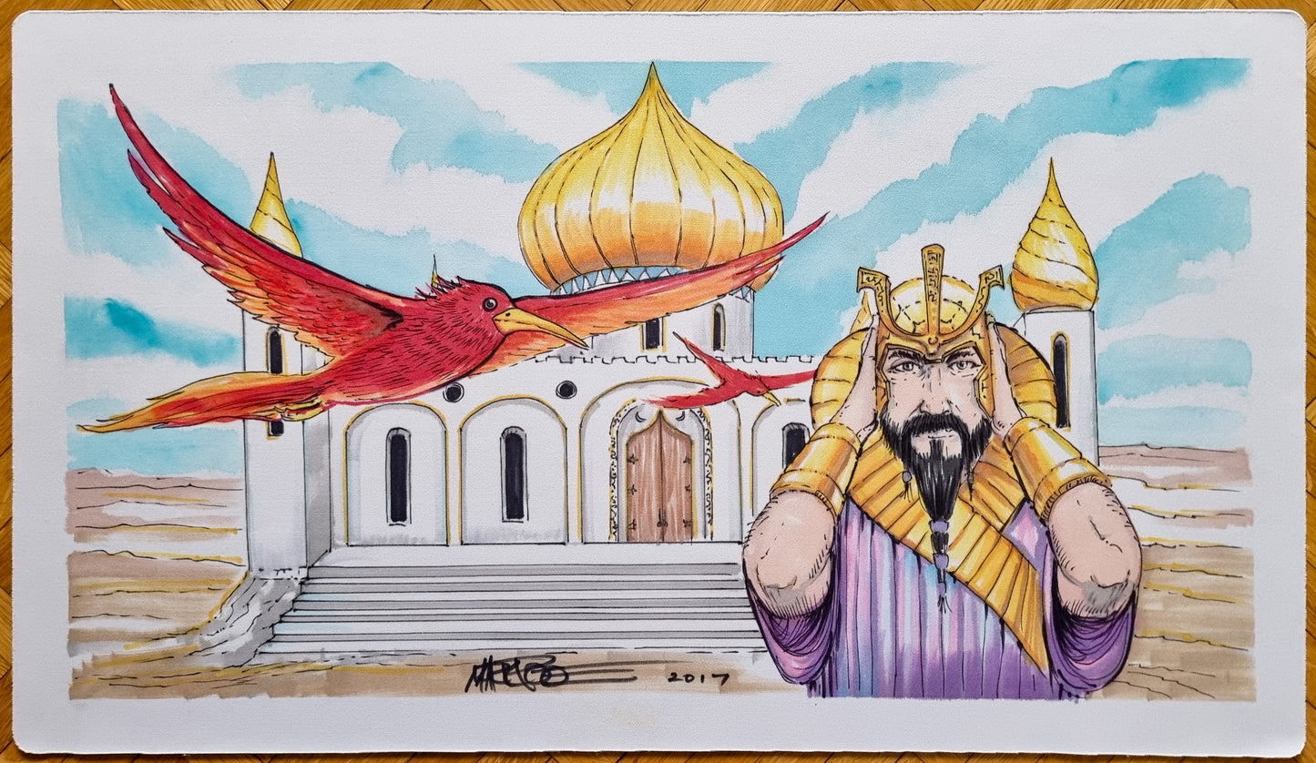 Ancestral Recall, Birds of Paradise & Library of Alexandria - Mark Poole - Hand Drawn & Signed MTG Playmat