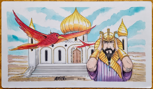 Ancestral Recall, Birds of Paradise & Library of Alexandria - Mark Poole - Hand Drawn & Signed MTG Playmat