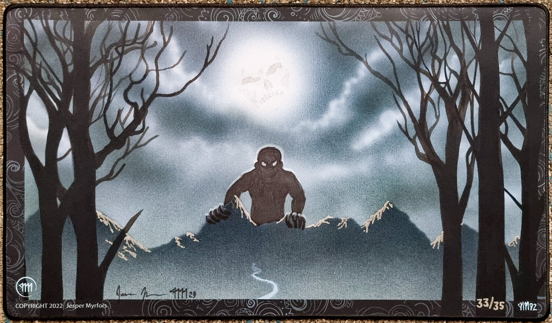 Bad Moon - Jesper Myrfors - Artist Proof Limited Edition [#33 of 35 Copies] - Signed by the Artist - Embroidered - MTG Playmat