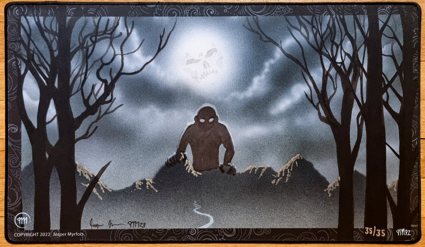 Bad Moon - Jesper Myrfors - Artist Proof Limited Edition [#35 of 35 Copies] - Stitched Signed and Sketched MTG Playmat