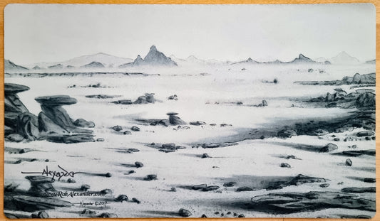 Badlands [Black & White] - Rob Alexander - Signed MTG Playmat