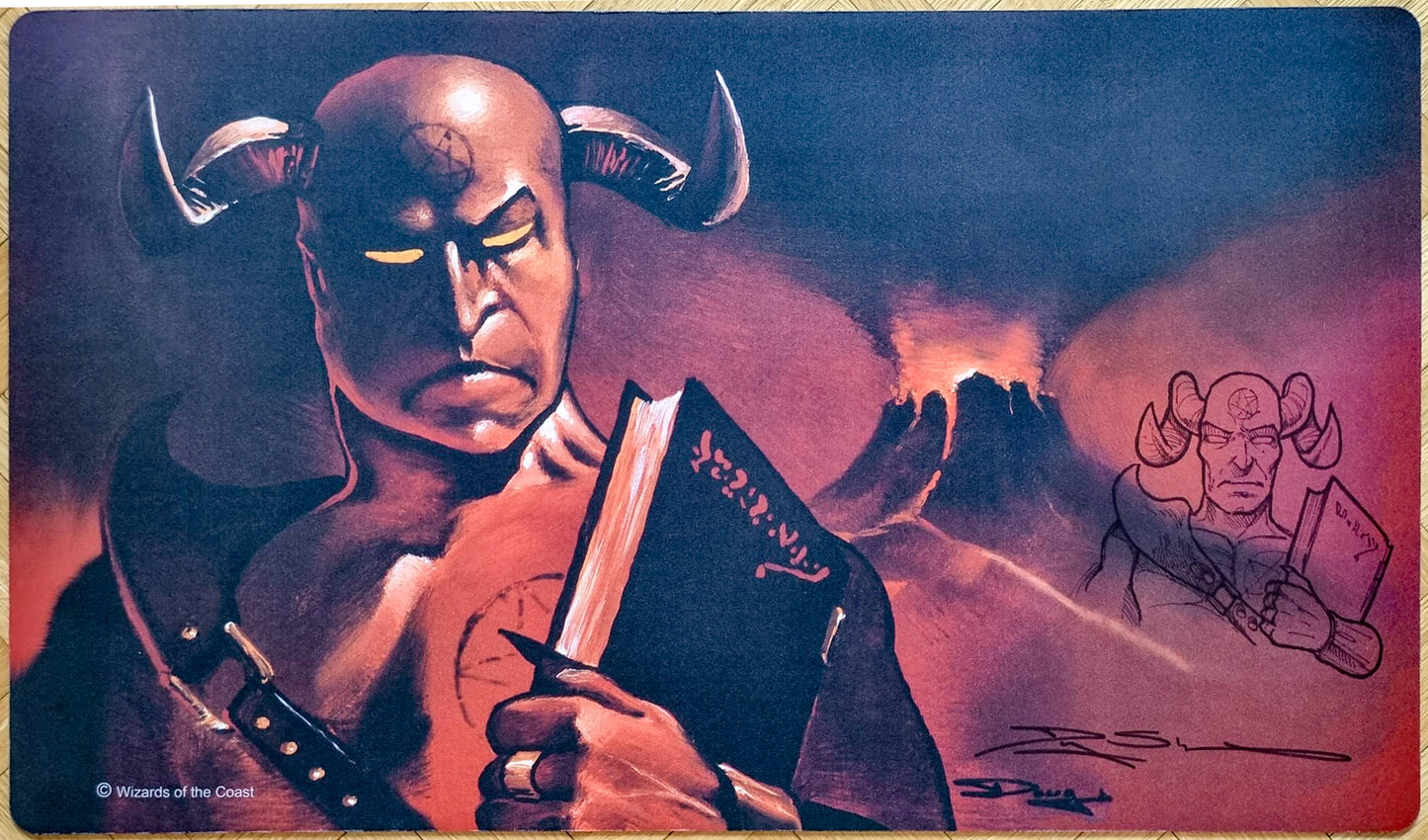 Demonic Tutor - Douglas Shuler - Signed by the Artist - Sketched [Version 4] - MTG Playmat