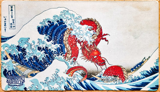 Dragon Riding The Great Wave off Kanagawa - Sabine van Apeldoorn - Embroidered - MTG Playmat