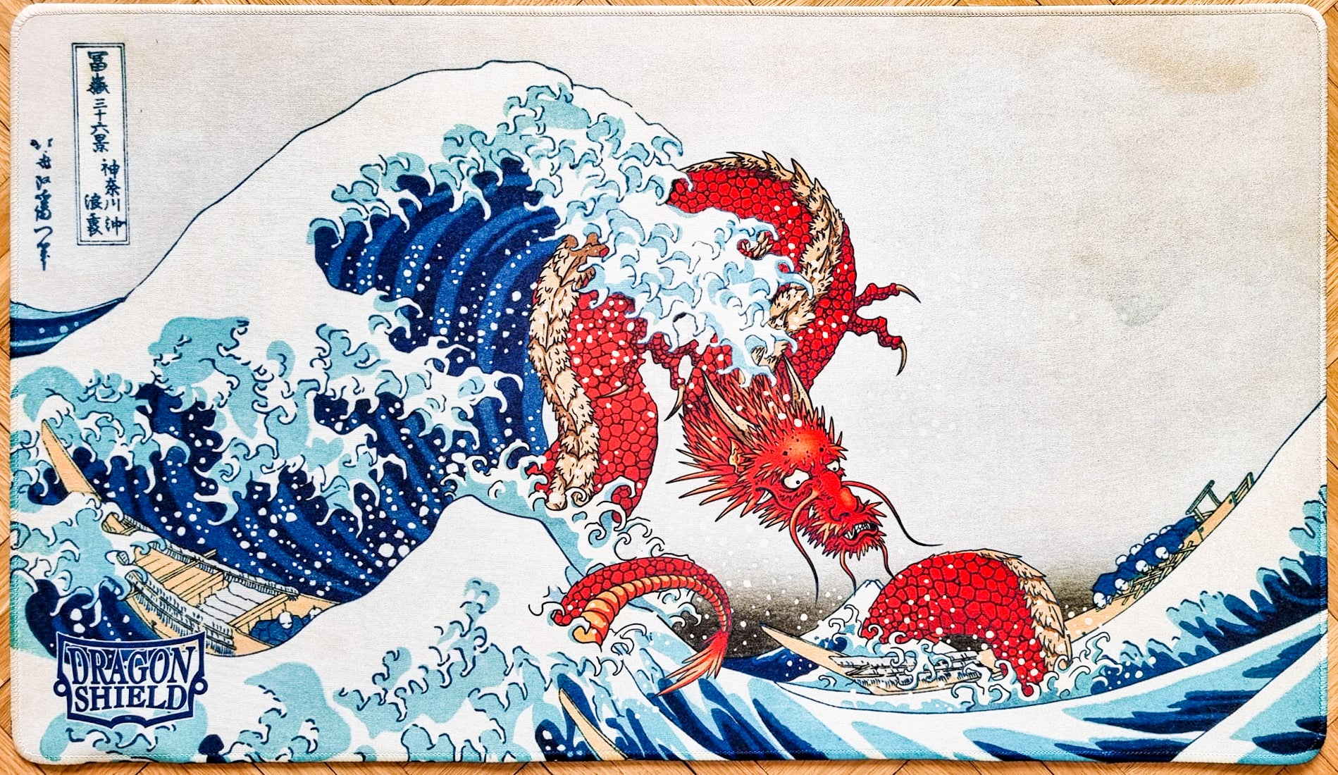 Dragon Riding The Great Wave off Kanagawa - Sabine van Apeldoorn - Embroidered - MTG Playmat