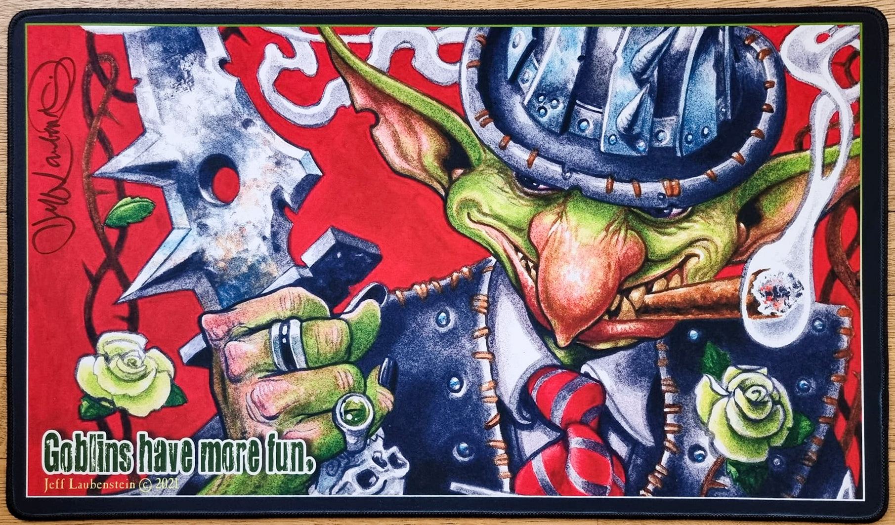 Goblins Have More Fun - Jeff Laubenstein - Signed by the Artist - Embroidered - MTG Playmat