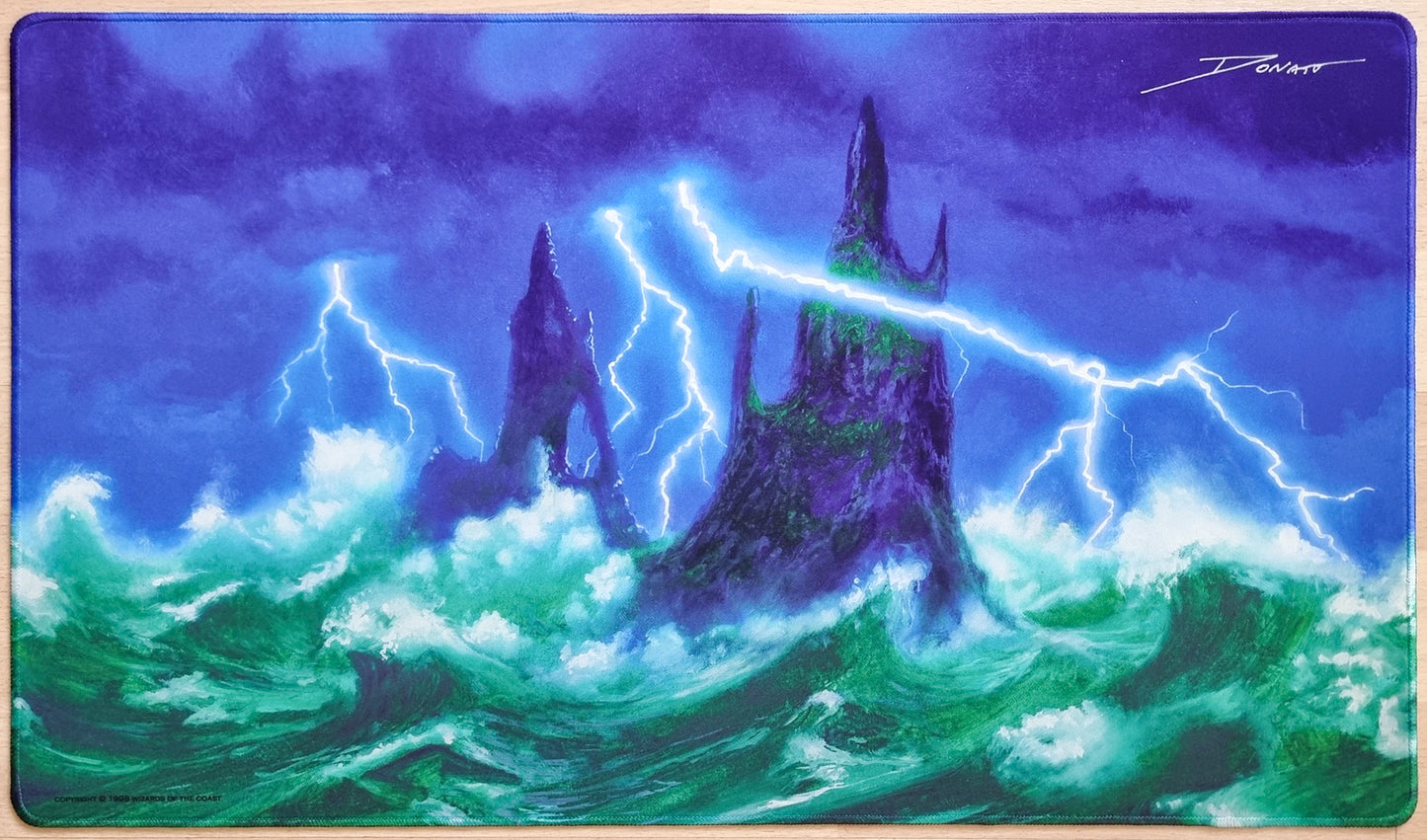 Island [Lightning] - Donato Giancola - Stitched & Signed MTG Playmat