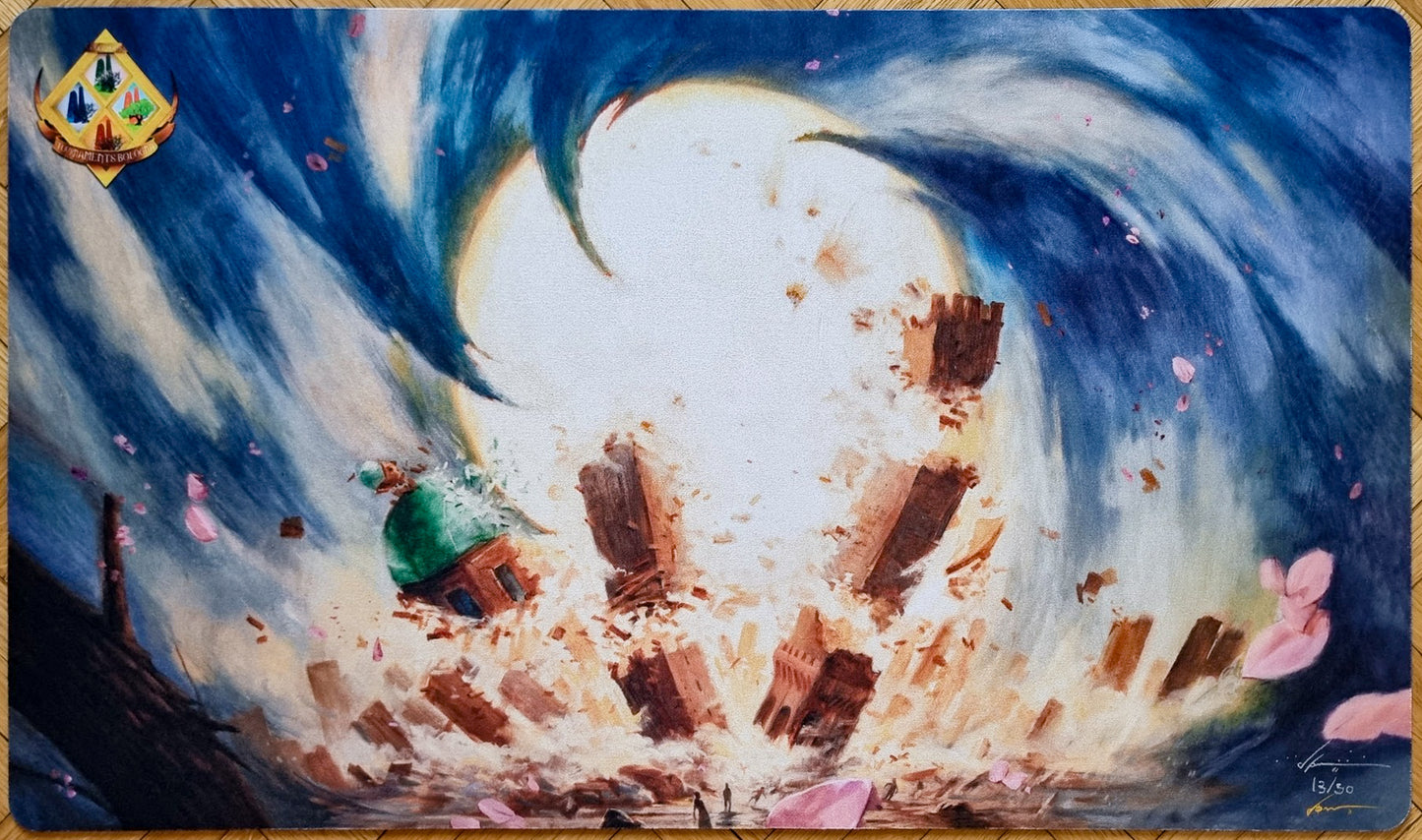 Torre degli Asinelli & Garisenda Explode - Domenico Cava - 4 Seasons Bologna Spring 2025 - Limited Edition [30 Copies] Signed MTG Playmat