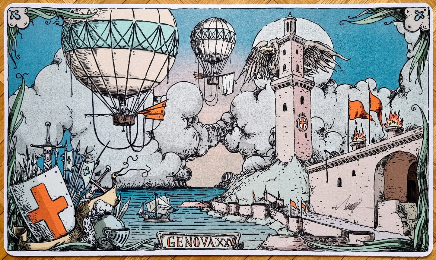 Siege of Genoa - Andi Rusu - Fishliver Oil Cup 4 - Signed by the Artist - MTG Playmat