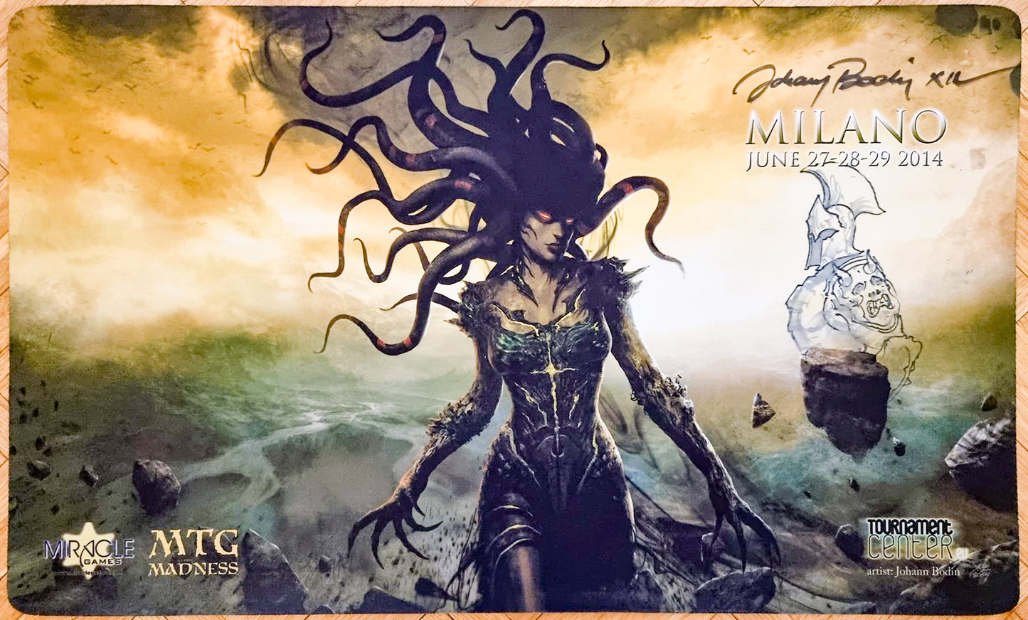 Medusa - Johann Bodin - Grand Prix Milan 2014 - Sketched - Signed by the Artist - MTG Playmat