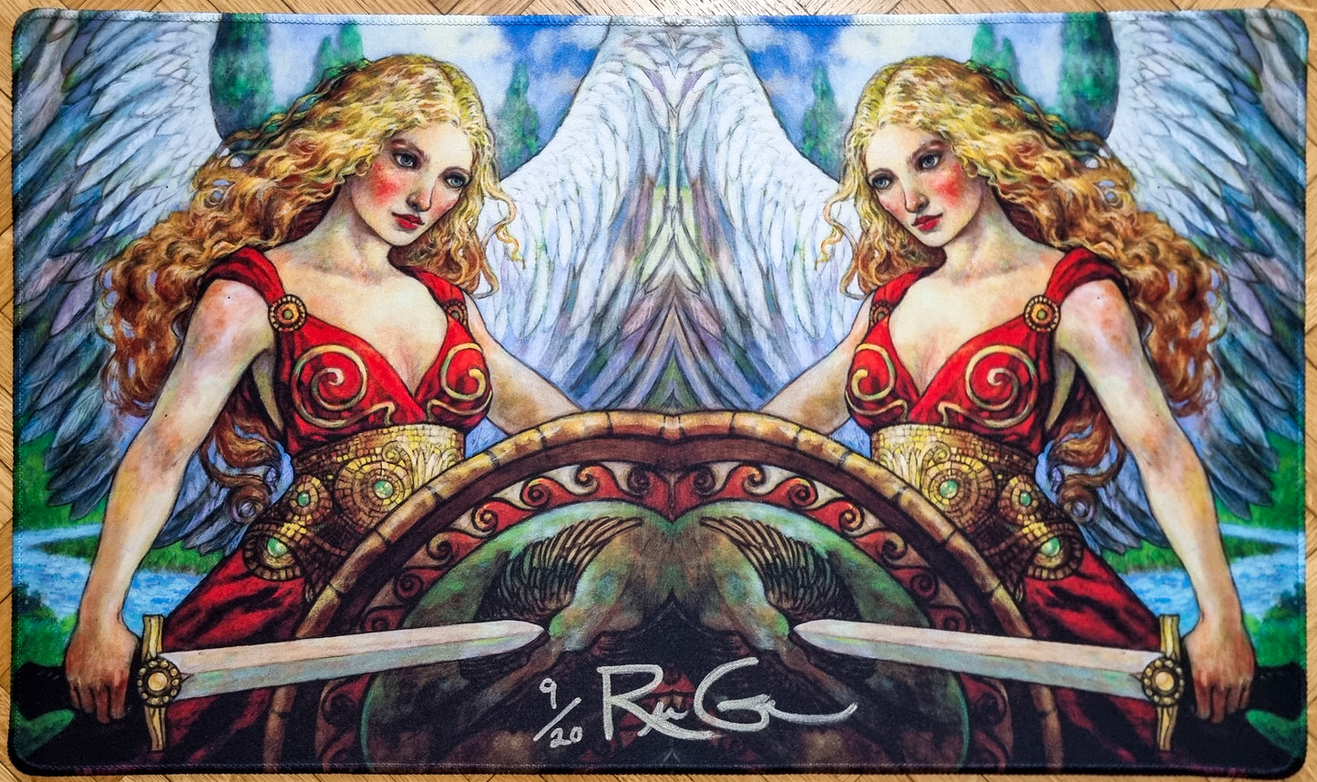 Mirrored Warrior Angel - Rebecca Guay - Limited Edition [20 Copies] Stitched & Signed MTG Playmat
