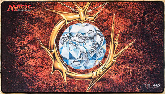 Mox Diamond - Dan Frazier - Signed, Sketched [V4] & Stitched MTG Playmat