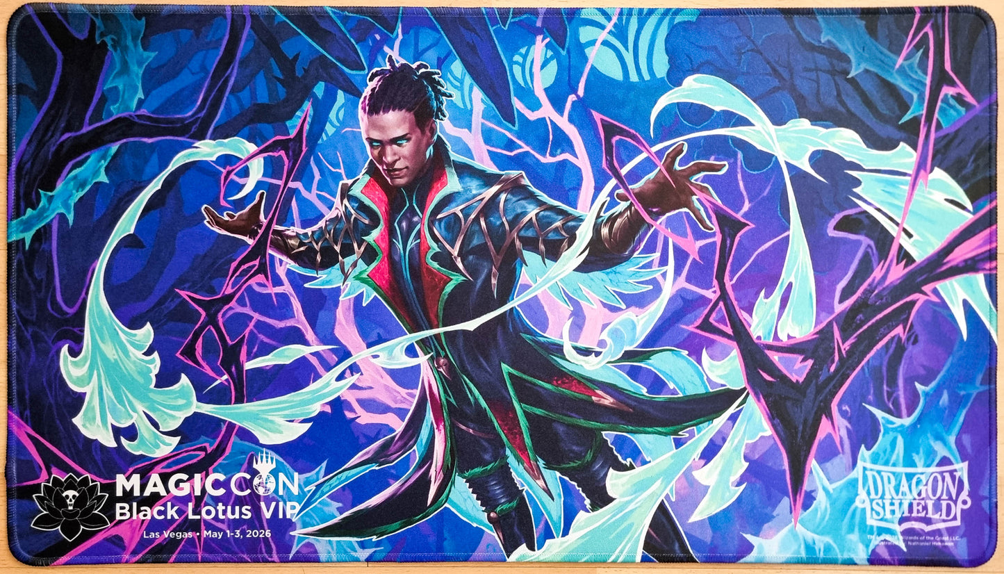 Professor Dellian Fel - Nathaniel Himawan - MagicCon Las Vegas 2026 [Black Lotus VIP] - Stitched MTG Playmat