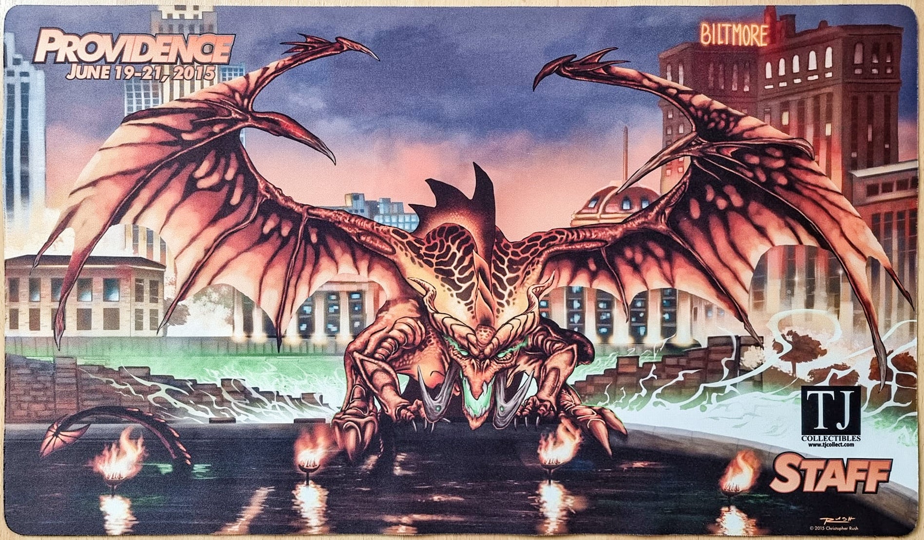 Rathi Dragon - Christopher Rush - Grand Prix Providence 2015 Staff Playmat - MTG Playmat