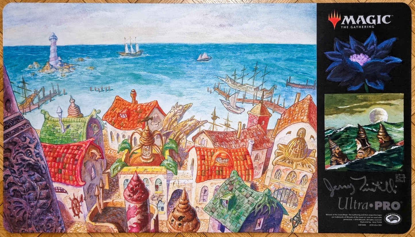 Rishadan Port [Black Lotus & Gnomes] - Jerry Tiritilli - Signed & Sketched MTG Playmat