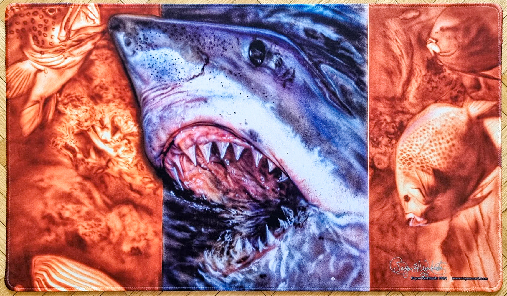 Shark - Bryon Wackwitz - Signed by the Artist - Embroidered - MTG Playmat