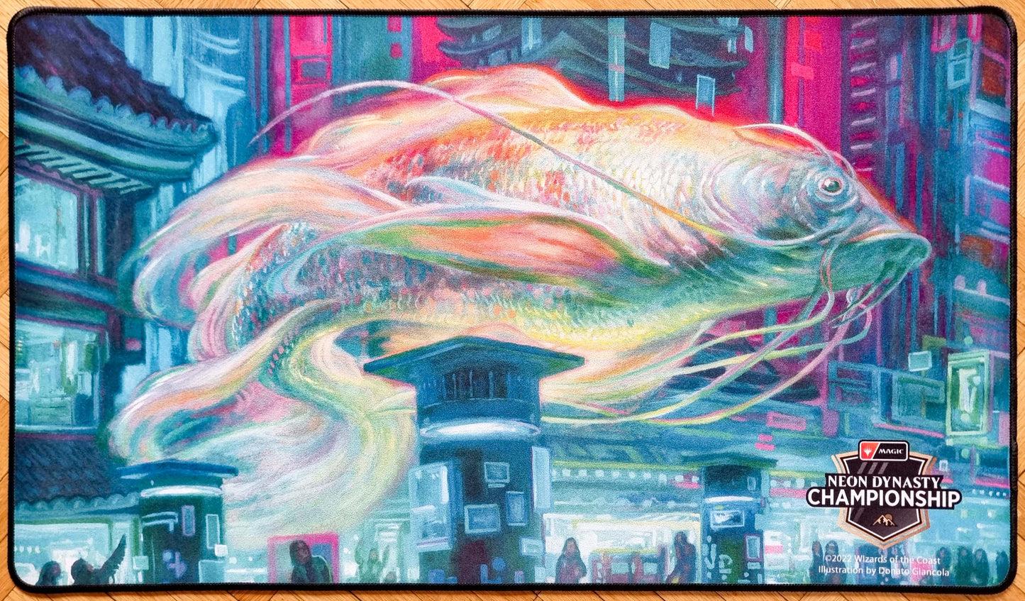 Skyswimmer Koi - Donato Giancola - Neon Dynasty Championship - Stitched MTG Playmat