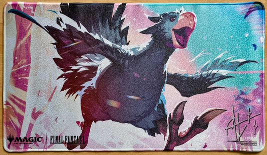 Traveling Chocobo [Black]  - Toni Infante - Final Fantasy - Signed, Holofoil & Stitched MTG Playmat